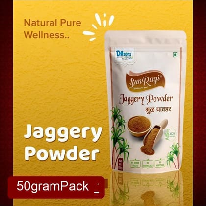 Sunragi Pure Jaggery Powder (50g) | High-Grade Natural Sweetener | Travel-Friendly Healthy Sugar