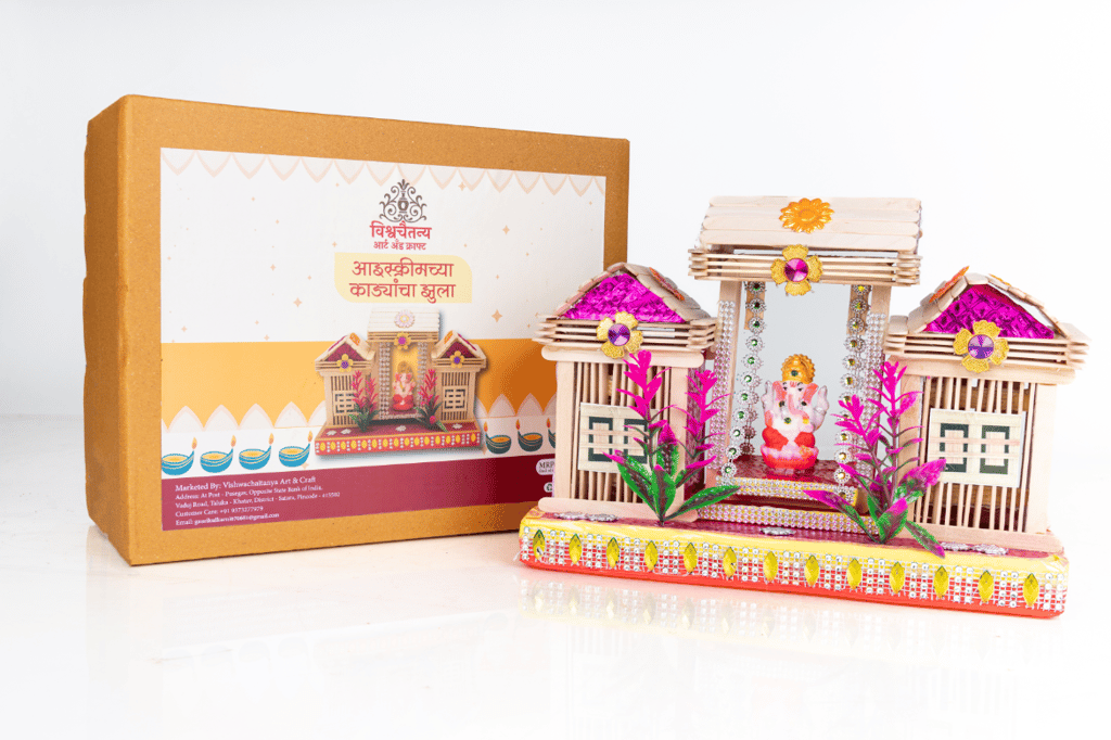 Ice cream Stick Jhulla with Ganesh Idol 1 piece each