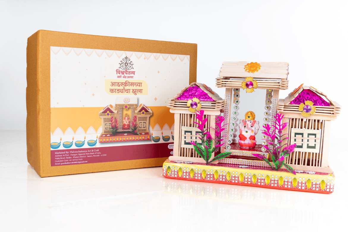 Ice cream Stick Jhulla with Ganesh Idol 1 piece each