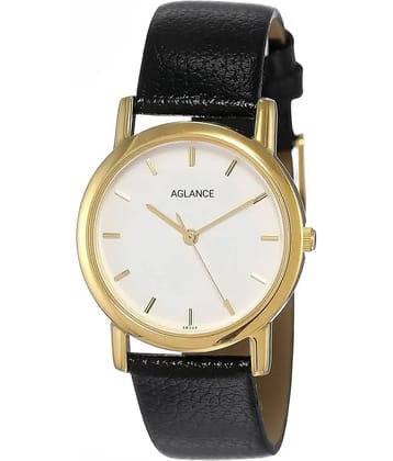 Aglance Black Leather Analog Men's Watch