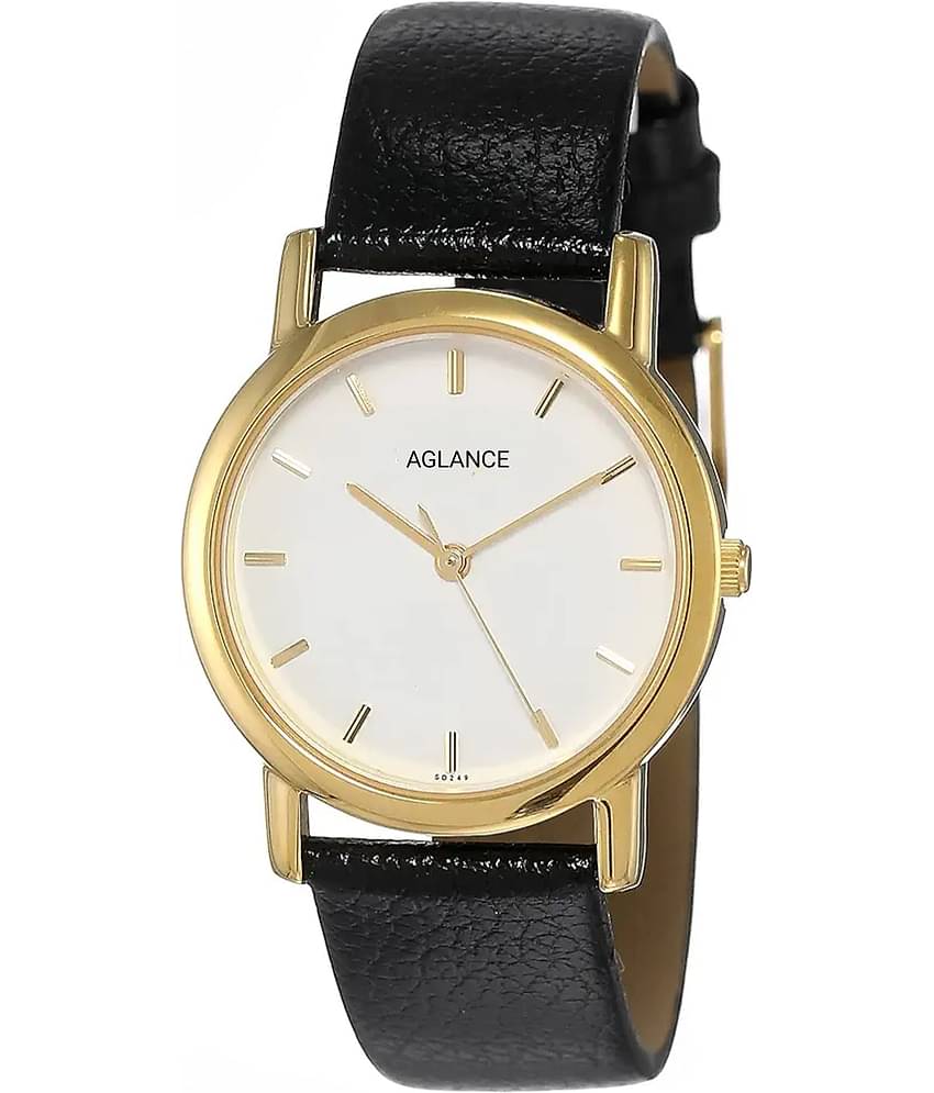 Aglance Black Leather Analog Men's Watch