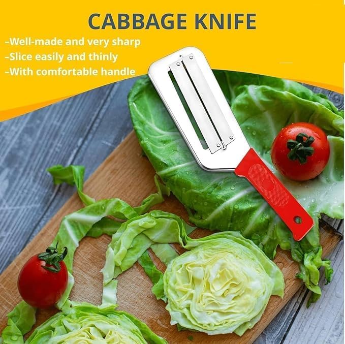 Stainless Steel Cabbage Hand Slicer Shredder Double Blade Vegetable Cutter for Homemade Coleslaw & Kitchen Manual Tool. (Pack of 1)