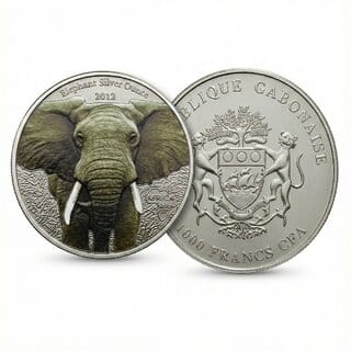100 Francs 2012 Elephant, Gabon, Africa Rare Plated Fantasy Coin Silver Heritage