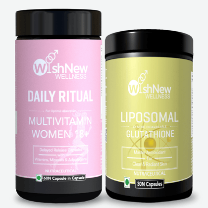 Wishnew Wellness Women's Glow Duo: Daily Ritual Multivitamin Women 18+ + Liposomal Glutathione