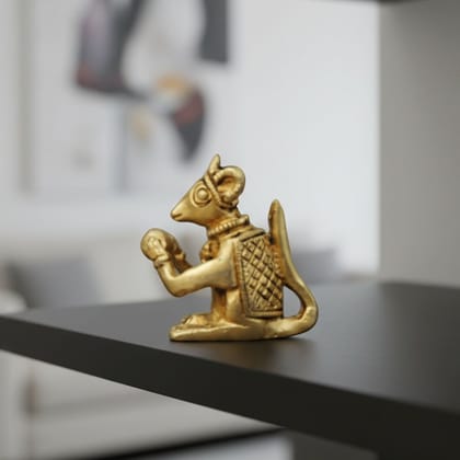 Brass Rat God Idol Statue | Religious Brass Mouse Idol for Temple, Height : 2.5 Inch (BSMAS1051 D)