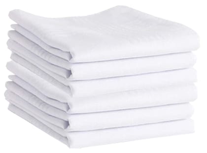 100% Cotton Premium Collection Handkerchiefs Hanky for Men, Set of 6 (White), Standard