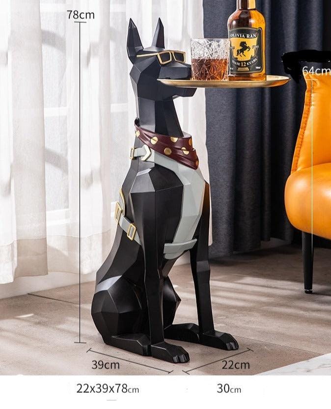 DOBERMAN BUTLER SCULPTURE-BLACK