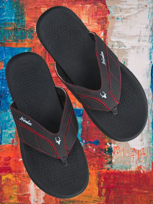 Hirolas® Men's Black/Red CLOUDWALK | Comfortable | Ultra-Soft | Light-Weight | Shock Absorbent | Bounce Back Technology | Water-Resistant Slippers (HROFF31BLR) Hirolas® Men's Black/Red CLOUDWALK | Comfortable | Ultra-Soft | Light-Weight | Shock Absorbent | Bounce Back Technology | Water-Resistant Slippers (HROFF31BLR)