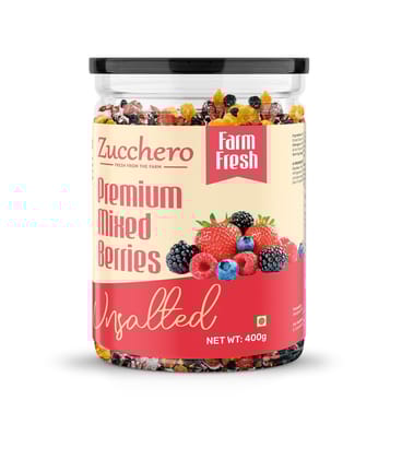 Zucchero Premium Mixed Berries, Unsalted, 400G (Blueberry, Cranberry, Black Currant, Strawberry, Cherry)