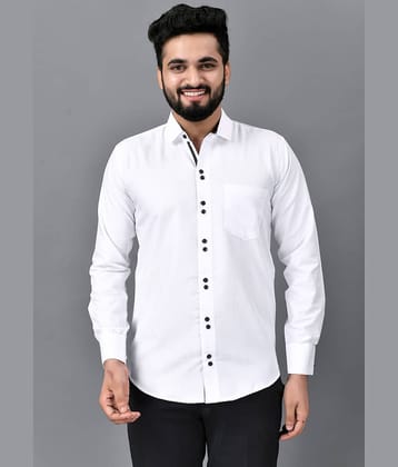 VTEXX Cotton Blend Regular Fit Solids Full Sleeves Men's Casual Shirt - White ( Pack of 1 )