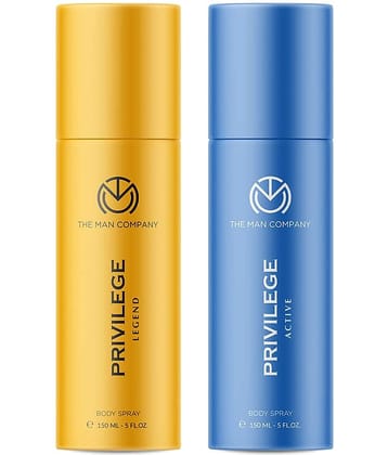 The Man Company Privilege Deodorants for Men - Legend & Active| Premium Fragrance Body Spray | Long-Lasting Smell | Everyday Use Deo - (150ml* 2)