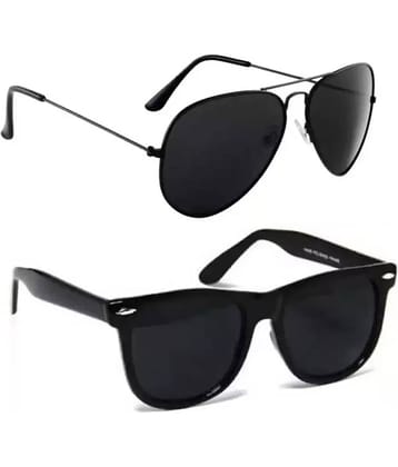 Elligator Black Oversized Sunglasses ( Pack of 2 )