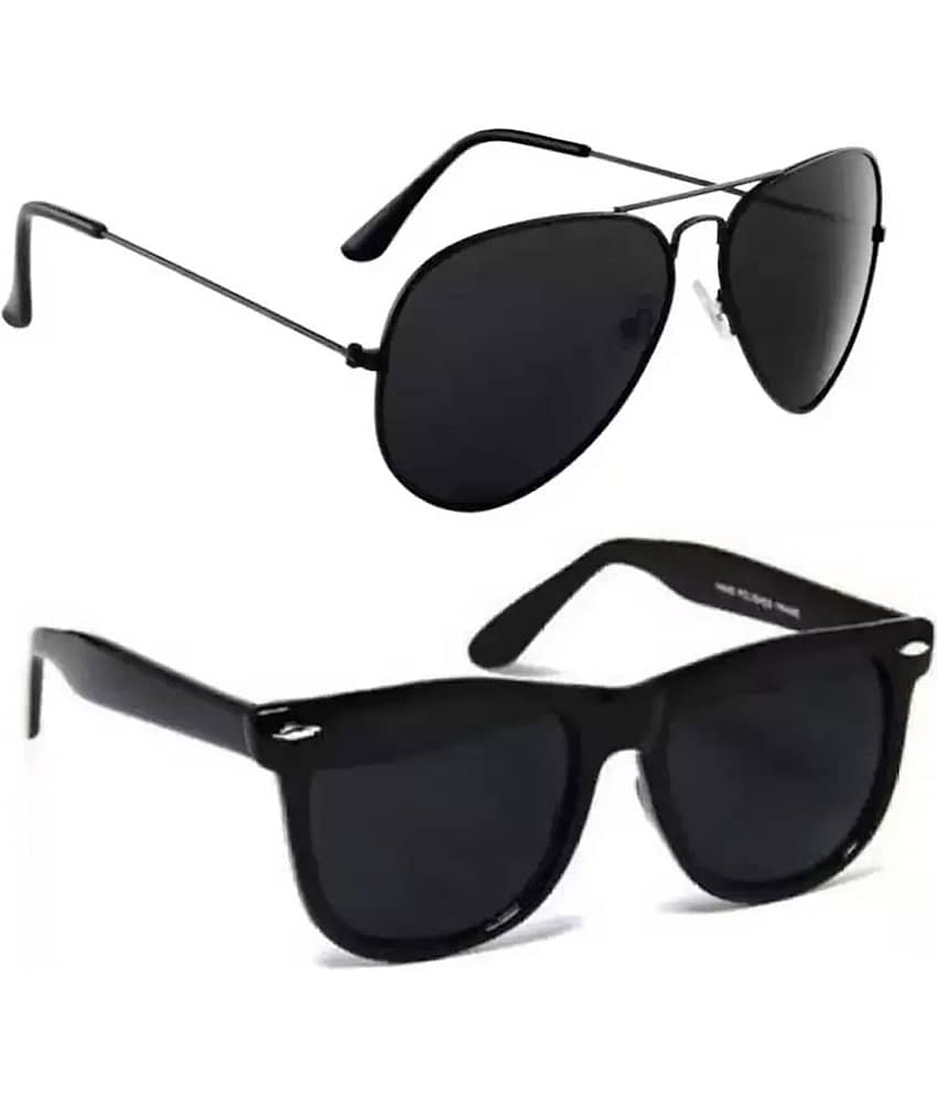 Elligator Black Oversized Sunglasses ( Pack of 2 )