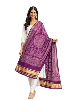 Cotton Silk Bandhej Ethnic Dupatta For Women 2.25 Meter Traditional Tie Dye Printed Dupatta Lightweight Soft Stole For Kurta Suit Festive Casual Wear Multicolor