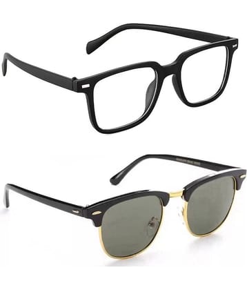 Elligator Black Rectangular Sunglasses ( Pack of 2 )