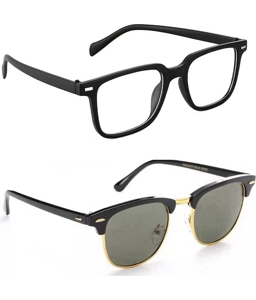Elligator Black Rectangular Sunglasses ( Pack of 2 )