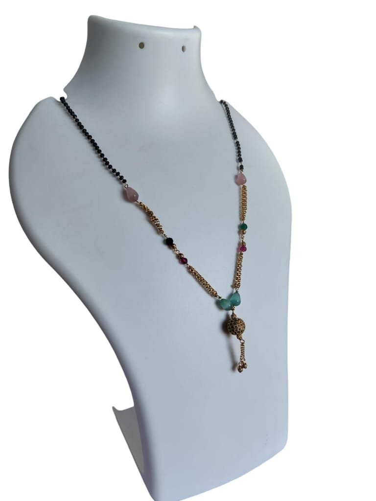 Black Beads Mangalsutra with Gold Plated Pendant for Women