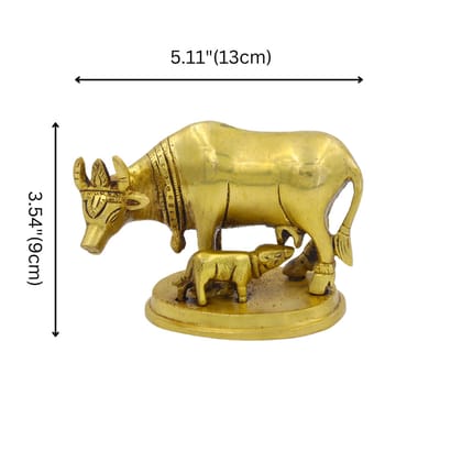 Brass Kamdhenu Cow with Calf | Spiritual Showpiece for Home, Pooja & Gifts Brass Kamdhenu Cow with Calf | Spiritual Showpiece for Home, Pooja & Gifts