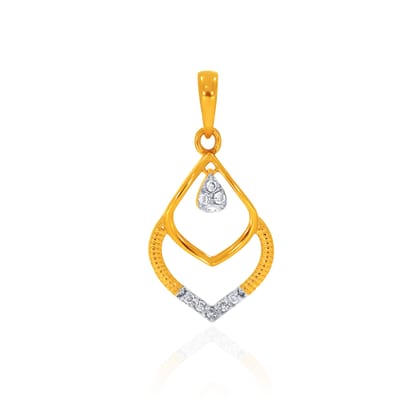 Senco Gold Sparkle Outline Diamond Pendant ( 1.31 gm/0.07 ct/EF-VVS/18K Yellow Gold )