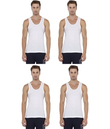 Rupa Jon White Cotton Men's Vest ( Pack of 4 )