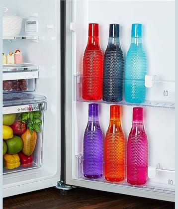 G-Pet Checkers Pet Bottle Set (Set Of 6) Multicolour 1000 mL PET Fridge Bottle set of 6