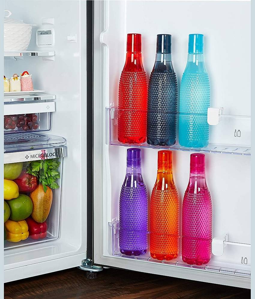 G-Pet Checkers Pet Bottle Set (Set Of 6) Multicolour 1000 mL PET Fridge Bottle set of 6