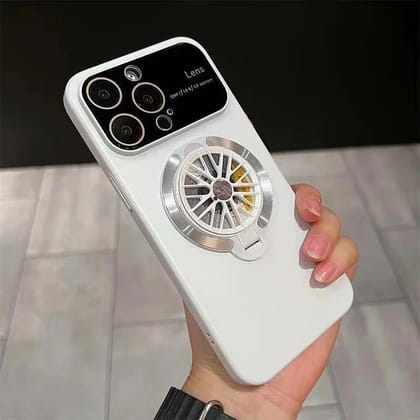 iPhone 14 Series Gyroscope Rotation Magnetic Stand Case With Camera Protection-iPhone 14 Pro / White