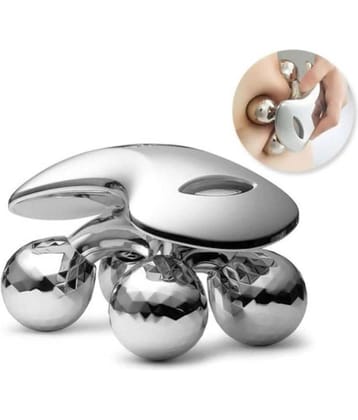 DHSMART 4D Manual Roller Massager 360 Silver Polish Wax Roller Face Body Massager For Skin and Massage 1 no.s
