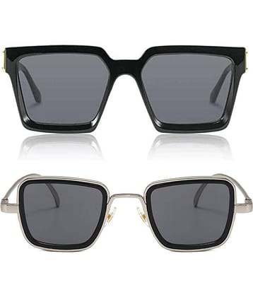 Kanny Devis - Black Rectangular Sunglasses ( Pack of 2 )