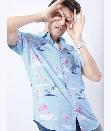 Ketch 100% Cotton Slim Fit Printed Half Sleeves Men's Casual Shirt - Blue ( Pack of 1 )