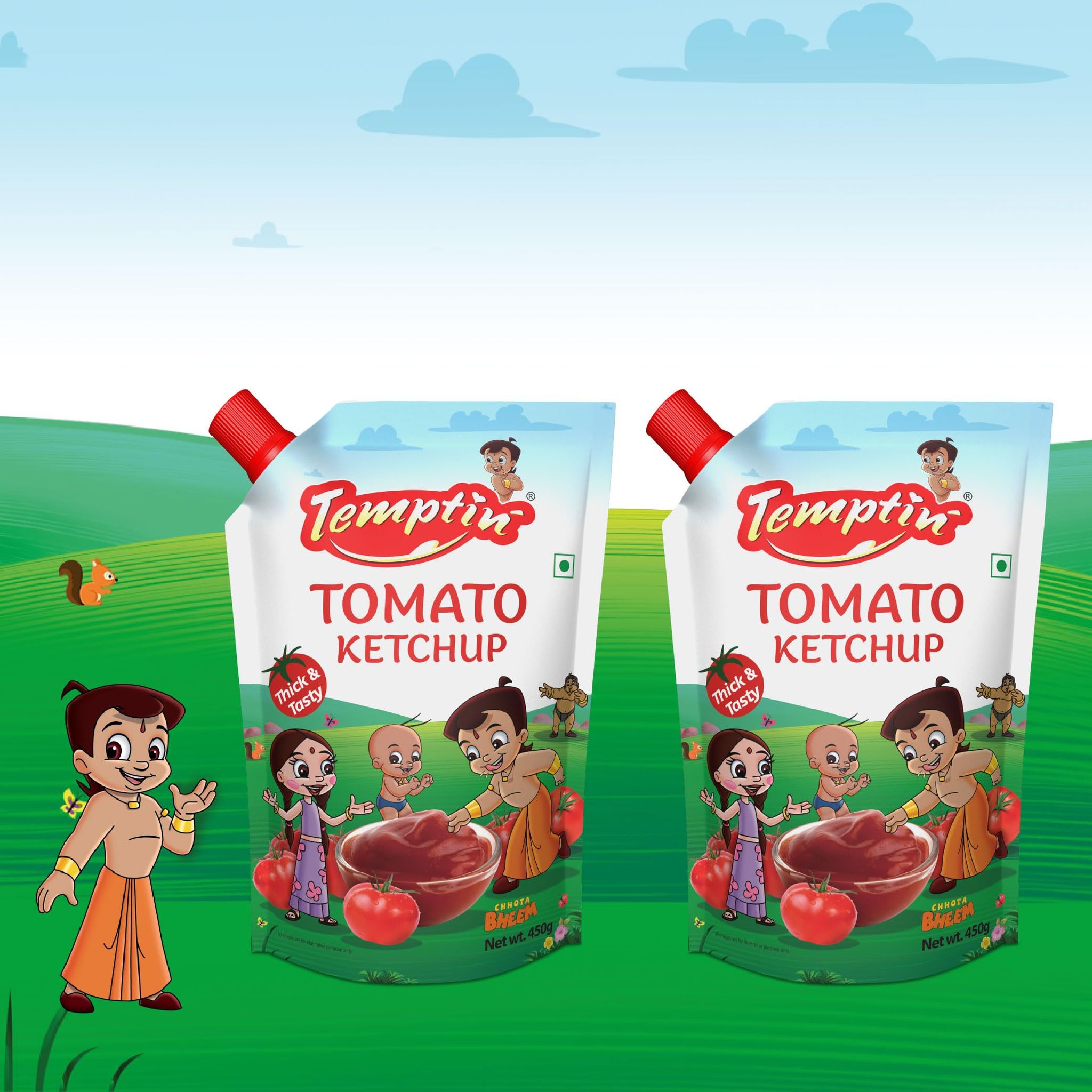 Temptin Tomato Ketchup 425g X 2 | Pack of 2 | Thick & Flavourful Ketchup from Juicy Tomatoes | Perfect for Snacks, Burgers | Fries & Meals | 950gm Pack for Long-Lasting Use
