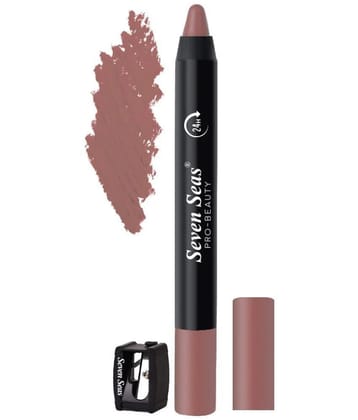Seven Seas Matte Mood Non Transfer Crayon Lipstick | Long Lasting Crayon Lipstick (Nudy Mauve)