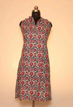Cotton Collar Kurti With Sleeves