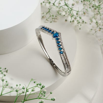 Neoma Diamond Bracelet-CZ DIAMOND STONES ALLOY / WHITE BLUE