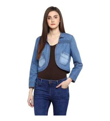 Women's Denim Smocking 3-4th Sleeves Shrug (Blue, XL)-PID55844