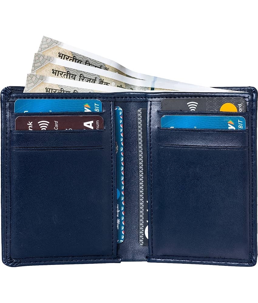 HIDEFLIX PU Solid Men's Regular Wallet With 8 Slots For Card ( Blue , Pack of 1 )