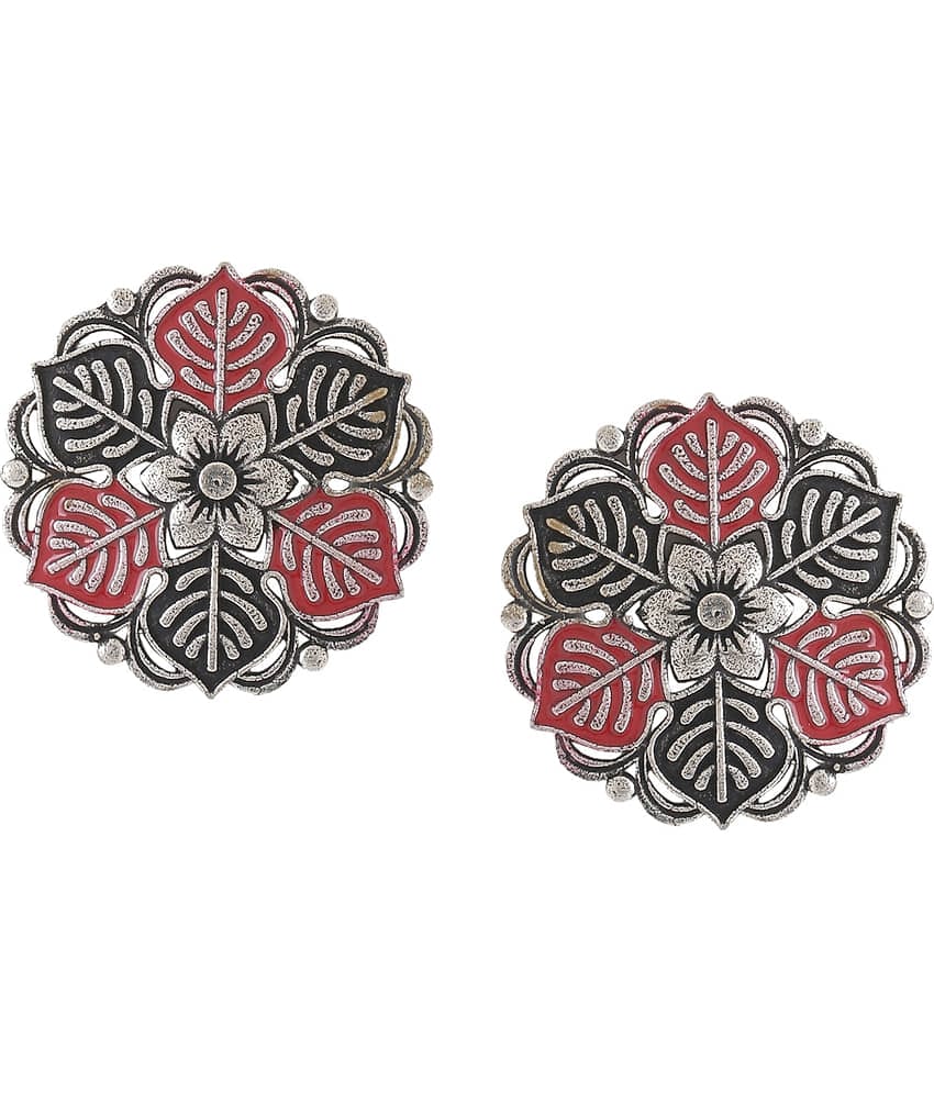 VIRAASI - Red Stud Earrings ( Pack of 1 )