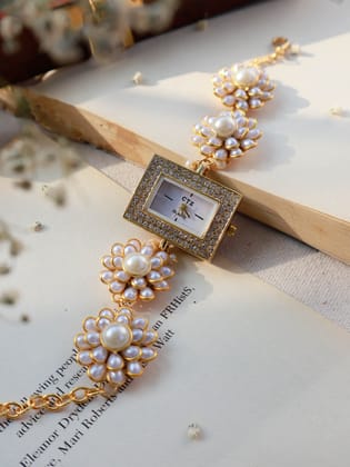 Klink Floral Wrist Watch-Gold