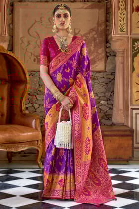 Purple Banarasi Silk Saree
