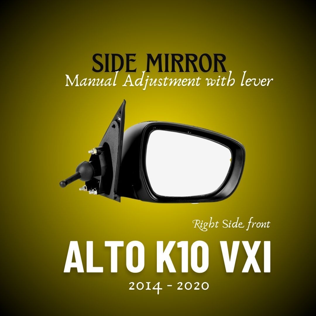 RMC Car Side Mirror Suitable for Alto K10 VXI With Lever Type 2 Model (2014 & onwards)(ABS/Glass) (Black) RIGHT SIDE (DRIVER SIDE)