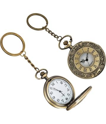 Gala Time Roman Number Theme Designer Pocket Watch Vintage Premium Analog Clock Antique Metallic Keyring Gift Key Chain