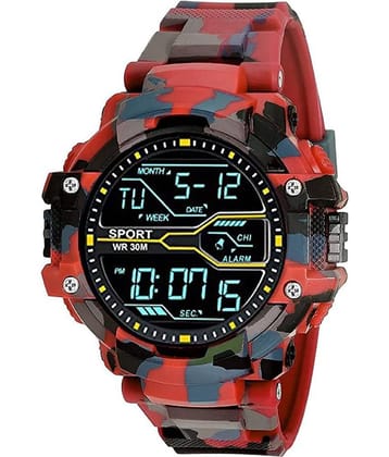 Hala - Red PU Digital Men's Watch