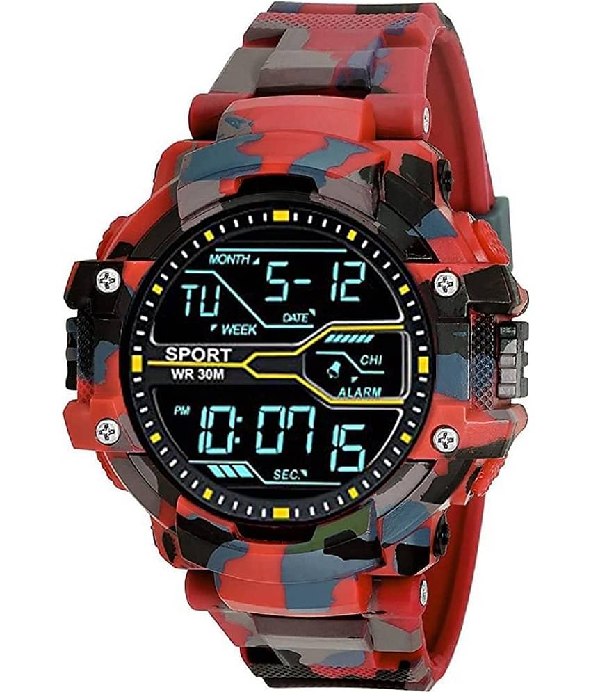 Hala - Red PU Digital Men's Watch