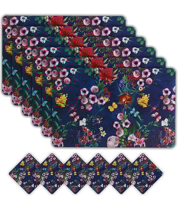 PVC Floral Rectangle Table Mats (45 cm x 30 cm) Pack of 6 - Multi