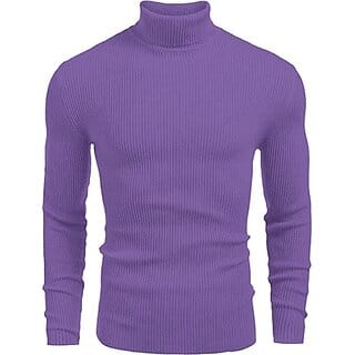 Fashlook Mens Purple Solid High Neck Full Sleeve Sweatshirt