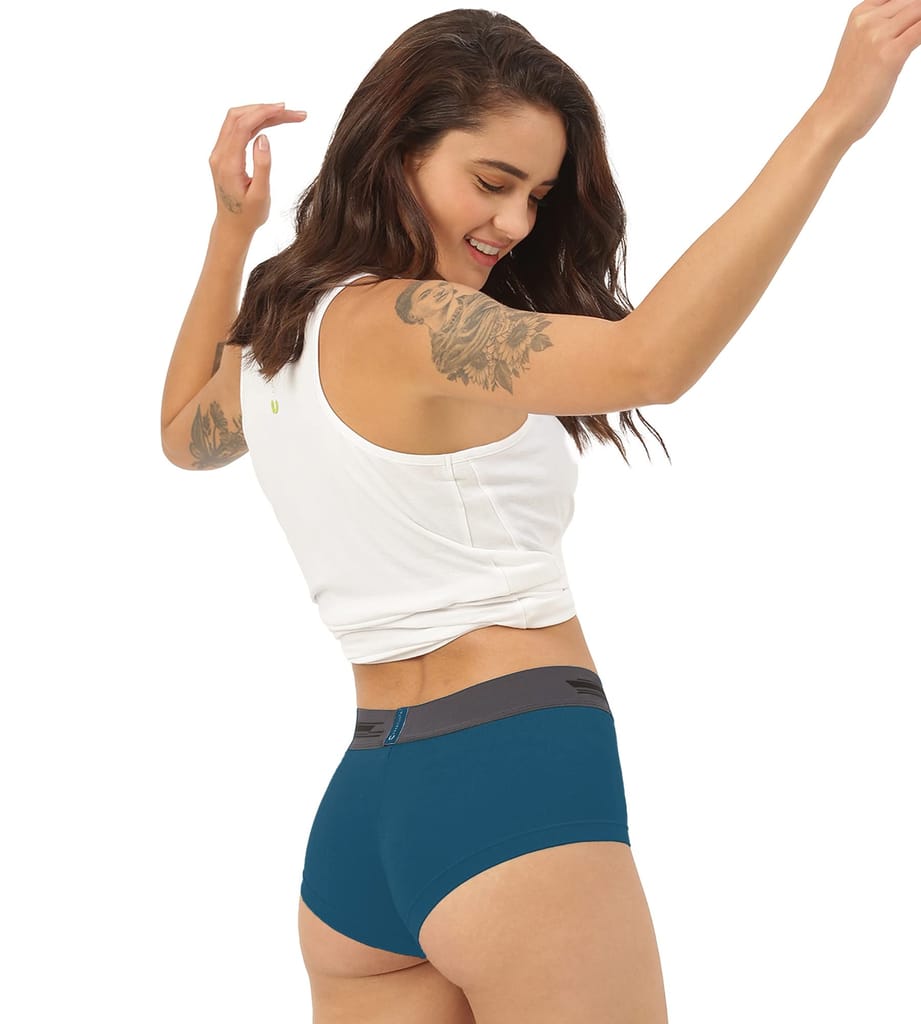 Freecultr Women's Underwear Antibacterial Micromodal Airsoft | Boxer Brief - Non-Itch, No Chafing, Sweat-Proof Comfort Pack of 1-Midnight Blue