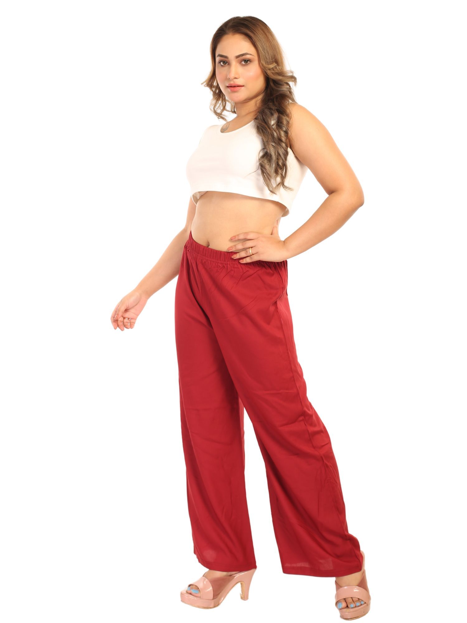 057RVR 4Cats Free Size Radiant Palazzo - Maroon