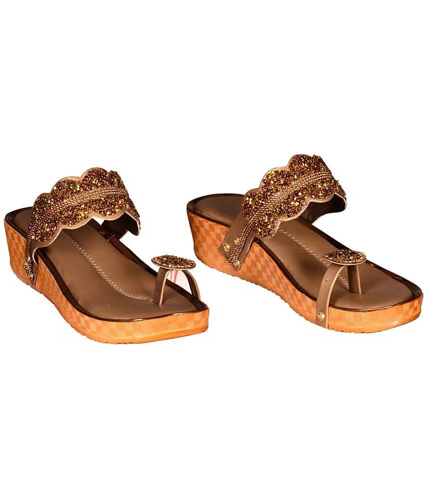 Footprints - Gold Women's Sandal Heels
