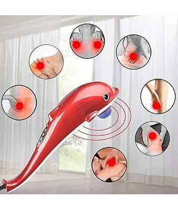xwipe Dolphin Handheld Massager with Vibration, Magnetic, Far Infrared Therapy to Aid in Pain and Stress Relief | Five Finger Head for Shoulder, Back, Foot, Arm Full Body Massage (Multicolor)