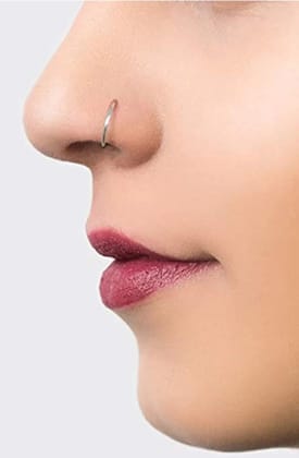 Girls Nose Ring Silver Double Diamond Nose Pin for Women And Girl Pack of 5